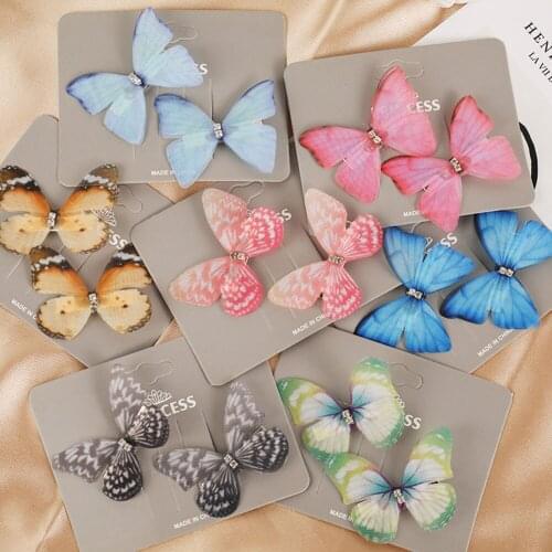 2pcs/Set New Cute Colorful Butterfly Hairpin For Women Girls Sweet Hair Ornament Clip Barrette Headband Fashion Hair Accessories