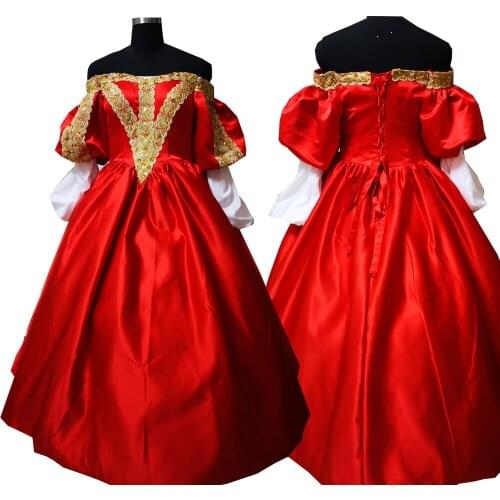 2020 New red Vintage costumes 18th Duchess Retro medieval Renaissance Reenactment Theatre Civil war Victorian dress D-536