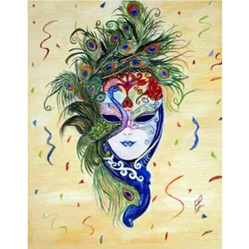 5D Diy Daimond Painting woman peacock mask Full Round square Rhinestones Diamant Embroidery Wedding DecorationZP-1989