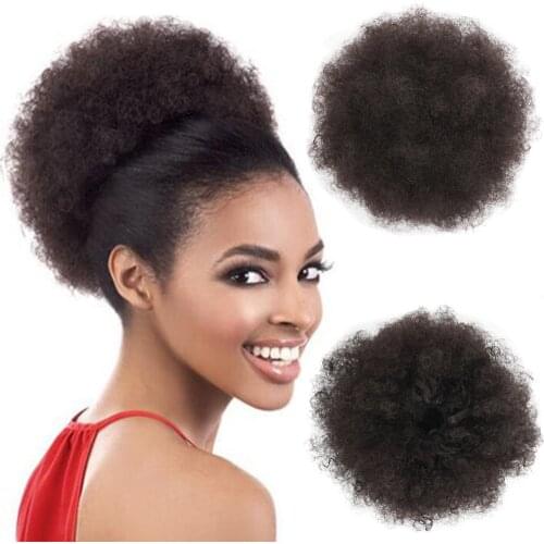 Afro Puff Synthetic Hair Bun Chignon Hairpiece For Women Drawstring Ponytail Kinky Curly Updo Claw Clip Hair Extensions 8 Inch