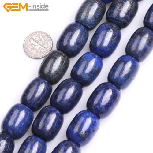 Gem-inside Natural Column Blue Lapis Lazuli Stone Beads for Jewelry Making 15inches DIY Jewellery