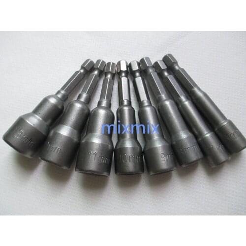 Fixmee 8pcs 6mm-13mm Hex Socket Sleeve Nozzles Magnetic Nut Driver Set Metric Impact Drill Bits Adapter Hex Power Tools