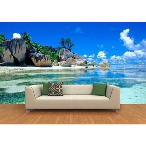 3d photo wallpaper custom mural blue sky island Beach landscape background 3d wall mural wallpaper for living room home decor