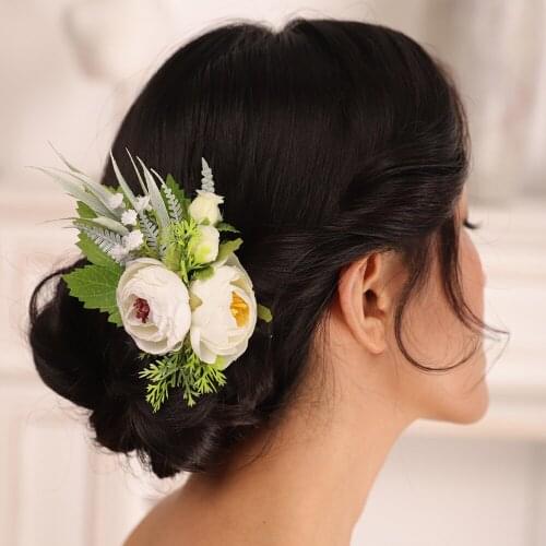 Boho Bridal Hair Combs White Novelty Flower Hair Comb Leaf Hairpins Elegant women hair accessories for bride