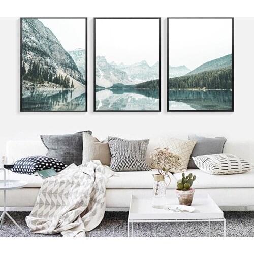 Moraine Lake Forest Mountain Canvas Poster Landscape Picture Poster Scenery Nature Canvas Wall Art Print Painting Nordic Decor