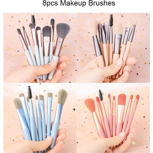 8pcs Makeup Brushes Tool Set Blush Concealer Foundation Eyeshadow Beauty Lip Make Up Brush Mini Travel Portable Cosmetics Tools