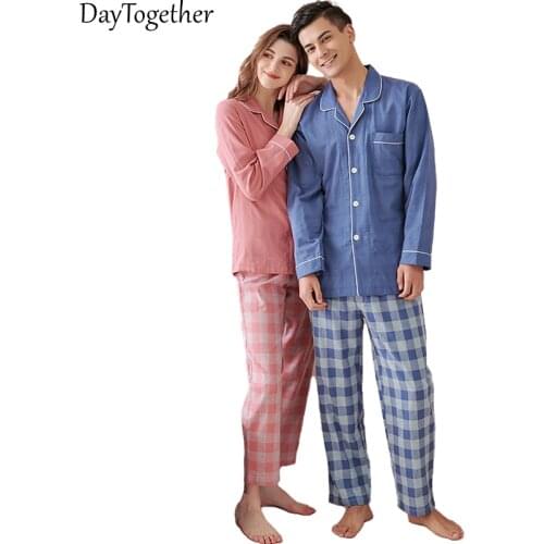 Summer Couples Pajamas Pliad Casual Women Homewear Fashion Short Sleeve Male Sleepwear Suit Two-Piece Ladies Nightgown
