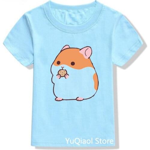 Cute Hamster/Unicorn/Tiger/Leopard/Pig/Fox Animal Print Childrens T-Shirts Summer Kids Blue T-Shirt Boys Clothes Tops Tees 3-13