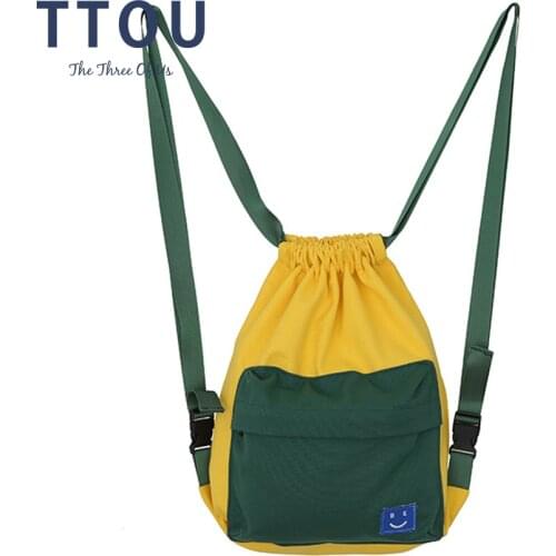 TTOU Women Harajuku Cute Backpack School Bags for Girls Fashion Drawstring Backpack Shopping Bag Protable Travel Bag