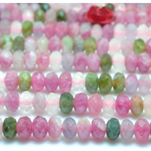 Natural Rainbow Tourmaline Faceted Rondelle Loose Beads Wholesale Gemstone Semi Precious Stone Bracelet Necklace Jewelry Making