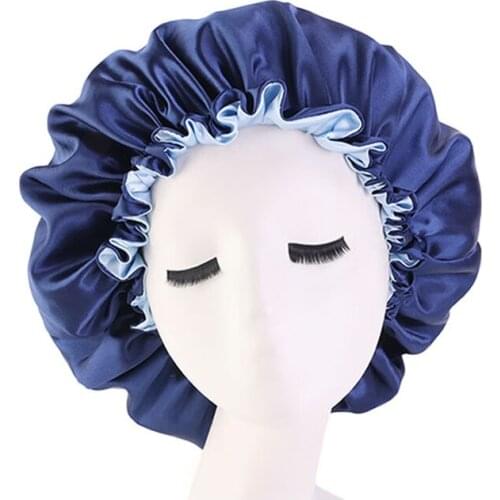 New Women Bathe Spa Hat Satin Bonnet Fashion Silky Big Bonnet 6Color Lady Sleep Cap Headwrap Hat Hair Wrap Accessories Wholesale