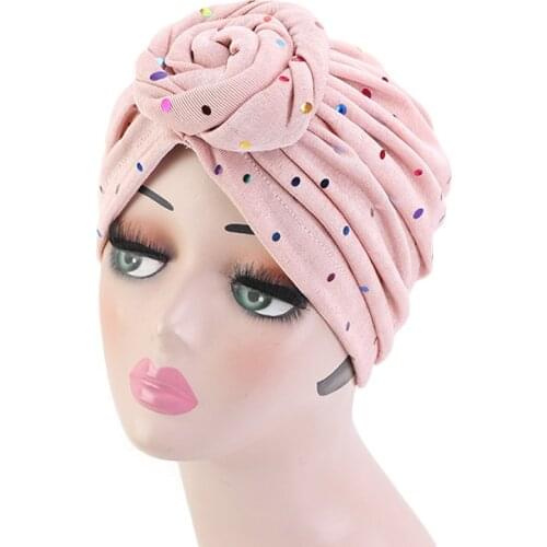 2020 New Fashion Turban Caps For Women Muslim Cotton Hijab Cap African Headscarf Bonnet Hat Ladies Sequins Headband Turbans