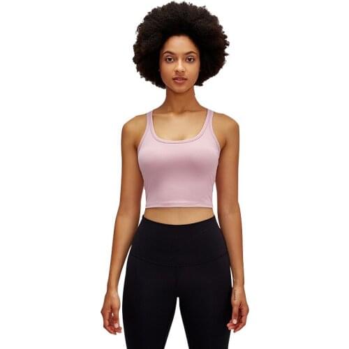 2021 New Nude Yoga Top With Chest Pads Fashion Trendy Fitness Clothing Sexy Quick-drying Sports Bra Shockproof T Shirt Women