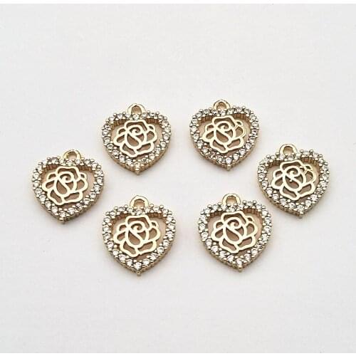 New arrival! 15x13mm 50pcs Cubic Zirconia Heart shape Charm for Earring DIY Making, Jewelry Accessories Findings & Component