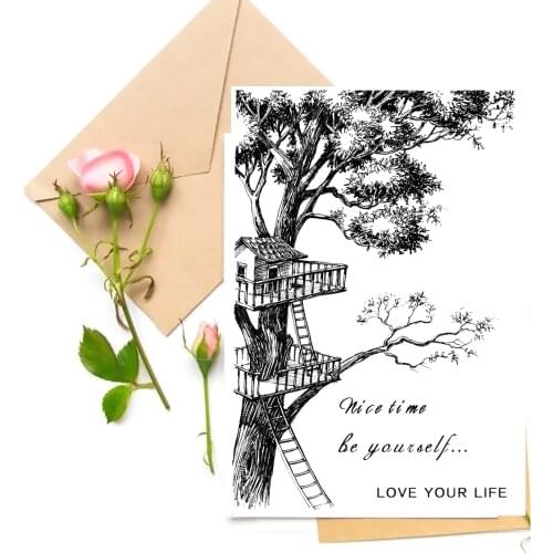 Tree House Clear Stamps For DIY Scrapbooking Card Making Silicone Stamps Fun Decoration Supplies