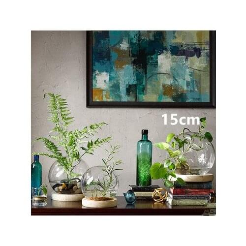 Size 15cm Round Mordern Party Crystal Wedding Home Decor Supplier 1 Hole Artificial Flower Glass Hydroponic Vase Clear