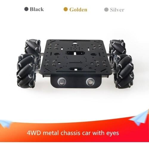 With Led Lights 80mm Mecanum Wheel 4WD Metal Car Chassis DIY Mobile Robot Platform Remote Control Kit 4pcs High Torque Motors