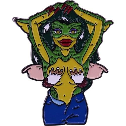 Make your funny statement! with this female Gremlin Greta brooch