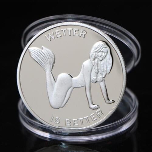 Ocean Mermaid Silver Commemorative Coins United States Mysterious Area Human Body Fish Tail Childrens Birthday Gifts