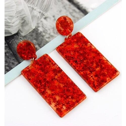 New Geometric Acrylic Fashion Statement Clip on Earrings for Women Vintage Resin Long Earring Brincos Wedding Jewelry