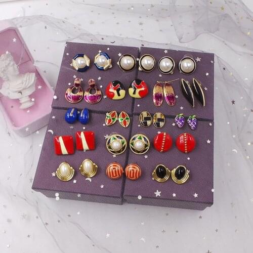 Retro Earrings women s personality Enamel Earrings Tremella net red re carved Earrings