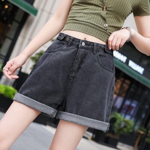 Shorts Female Denim High Waist Wide Leg Casual Summer Girls Short Pants N0080