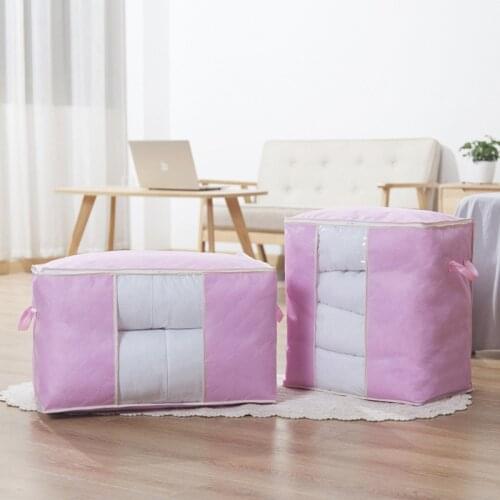 Foldable Clothes Quilt Organizer Pillow Blanket Sorting Dustproof Pouch Large Capacity Thick Non-woven Storage Bag With Window