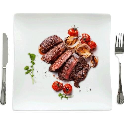 Creative Steak Plate Pure White Western Square Plate Home Ceramic Flat Heart Dish Hotel Western-style Tableware Dinner Plates