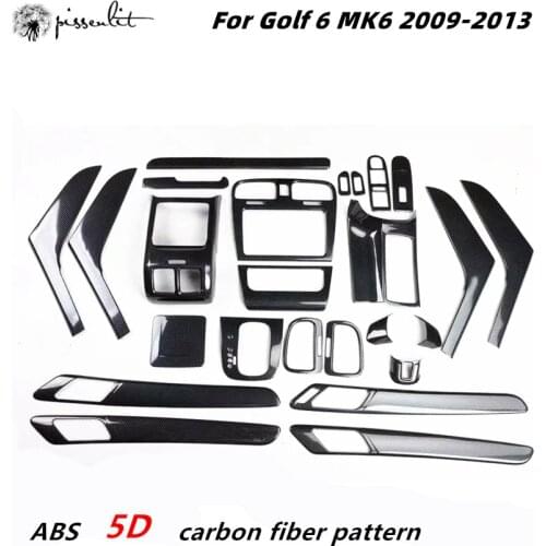 Interior Trim 5D for Golf 6 MK6 2009-2013 Car Accessories Carbon Fiber Center Console for Golf Mk6 5D Car Stickers ABS Panel