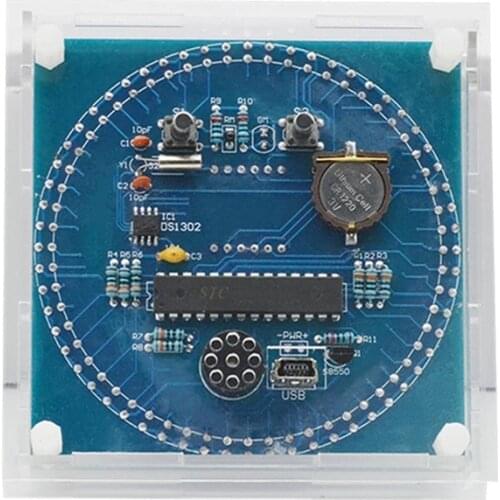 Rotating LED Display Alarm Electronic Clock Module Water Lamp DIY Kit Light Control Temperature DS1302 C8051 MCU STC15W408AS