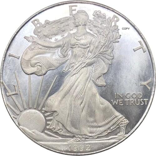 United States 1 Dollar American Silver Eagle Bullion Coin 1992 1992 S Plated Silver Commemorative Coin Copy coin