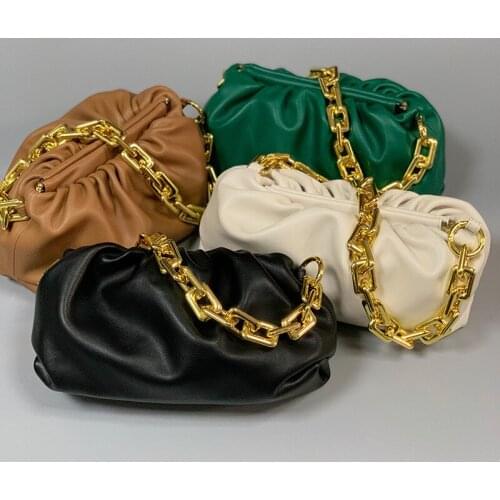 Ins cowhide bag women 2020 new thick chain cloud bag portable single shoulder underarm womens bag