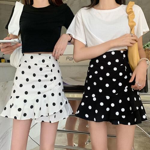 Womens Skirt Irregular Ruffles Slim High Waist Polka Dots Short Skirts Wholesale Seasons 2021 New Fashion Female Clothing