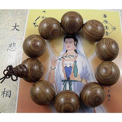 25 mm oro cuentas de madera de sándalo budismo tibetano amuleto pulseras y brazaletes hombres y mujeres pueden usar