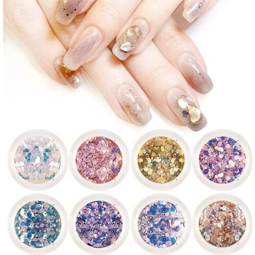 1 box New Nail Art Gradient Sequins Mixed Phototherapy Crystal Extension Nail Jewelry Shiny Nail Phone Decorations Nail Art