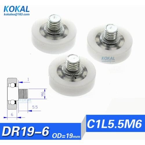 [DR19C1L5]10pcs low noise High quality Plastic pulley Drawer Pulley Screw wheel roller DR19C1L5.5 M6 screw roller wheel
