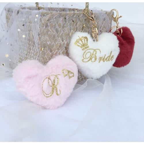 Custom Flurry Keychain Wedding Bride To Be Bridesmaid Gifts New Years Valentines Day Personalized Gift For Girlfriend 2pcs