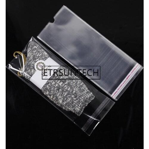 2000pcs 11.5*27cm Opp Transparent Packaging Plastic Package Bags Self Adhesive Seal Storage Bag for Socks Storage