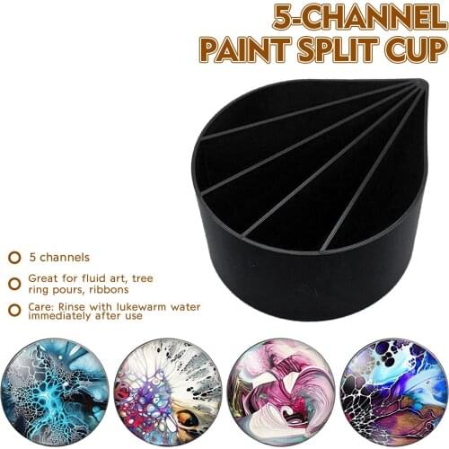 6oz Acrylic Pour Cup Universal 5 Channels Paint Pouring Split Cup Art Pour Organizer Tools Multifunctional DIY Art Supplies