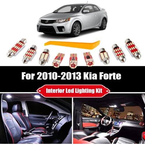8 Bulbs For 2010 2011 2012 2013 Kia Forte White Canbus LED Car Map Dome Light Interior Kit Trunk Cargo License Lamp Accessories