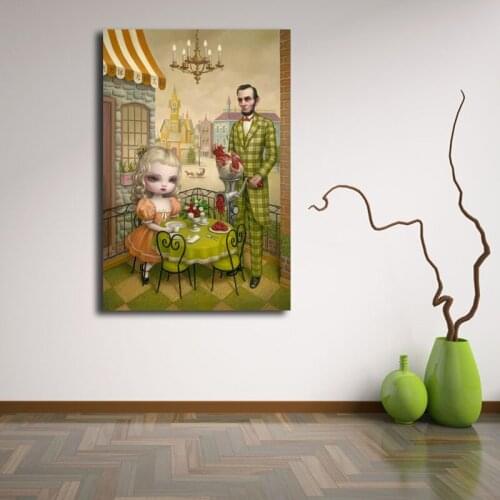 Abe Lincolnes Grinding Meat For Lunch By Mark Ryden Art Canvas Poster Oil Painting Wall Picture Print Home Bedroom Decoration HD