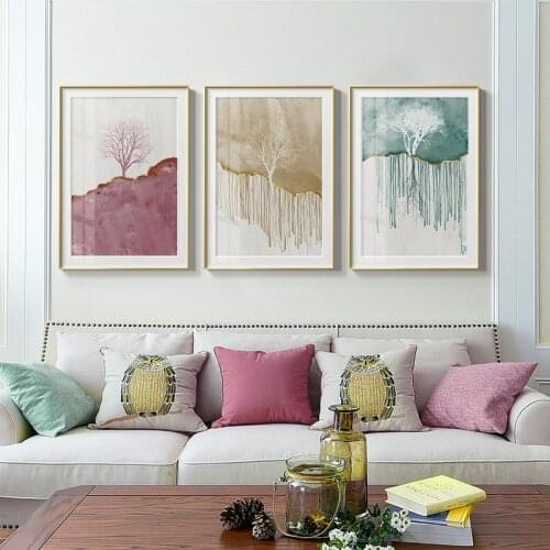 Abstract golden deer in the forest canvas painting posters and print modern decor wall art pictures for living room bedroom