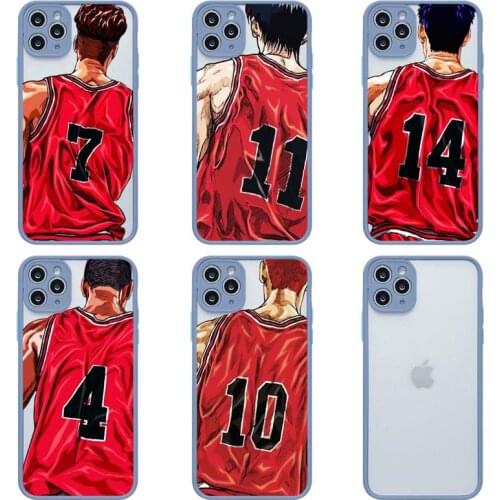 Anime Slam Dunk Phone Cases For iphone 12 11 Pro Max Mini XS 8 7 Plus X SE 2020 XR Matte Transparent Light gray Cover
