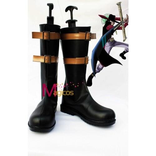 Anime One Piece Dracule Mihawk Black Boots Cosplay Party Shoes Custom Made