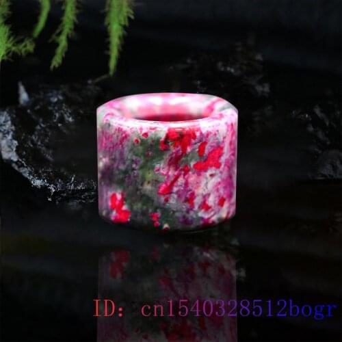 Color Jade Ring Jewelry Crafts Natural Carved Gemstone Jadeite Fashion Amulet Chinese Gifts Charm