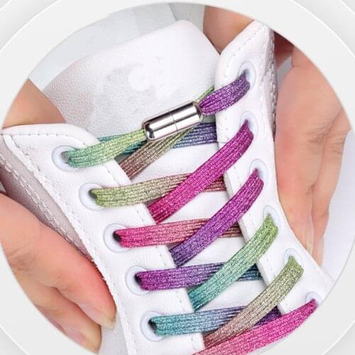 1 Pair No Tie Shoelaces Unisex Elastic Shoelaces Locking Shoe Laces Strings For Kid Adult Sneakers Shoelace Size Fits All Shoes
