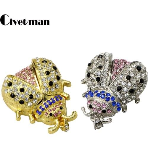 Pen Drive Metal Ladybug Crystal Beetle Usb 2.0 Flash Memory Stick 8GB 16GB 32GB 64GB 128GB Pendrive 256GB USB Flash Drive Disk