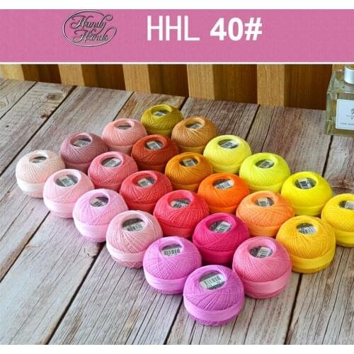 HHL cotton lace line Crochet Kintting Tatting/Shuttle thread NO.40 yellow pink series 25g/roll 274meters thickness 0.3-0.4mm