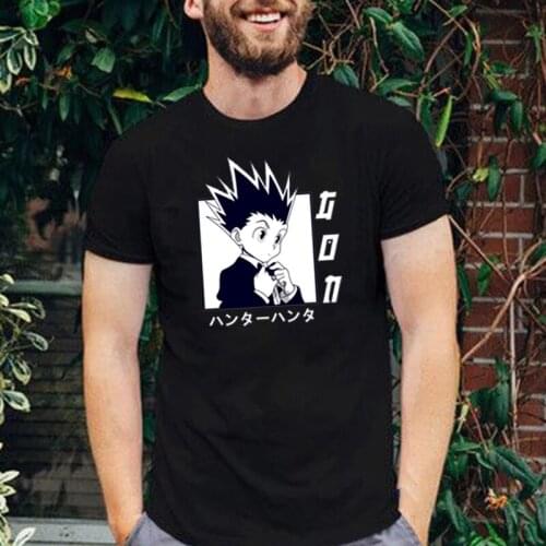 Hunter X Hunter Manga T-shirt Men Japanese Anime Cotton O-neck Clothes Funny Cartoon Print Harajuku Tee Vogue Streetwear Male