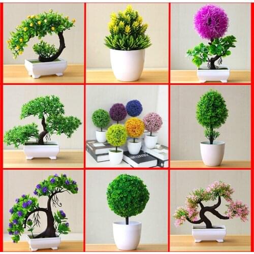 Artificial Plant Lotus Plant Potted Plastic Flower Table Top Ornaments Christmas Simulation Bonsai Craft Green Plant Decorative
